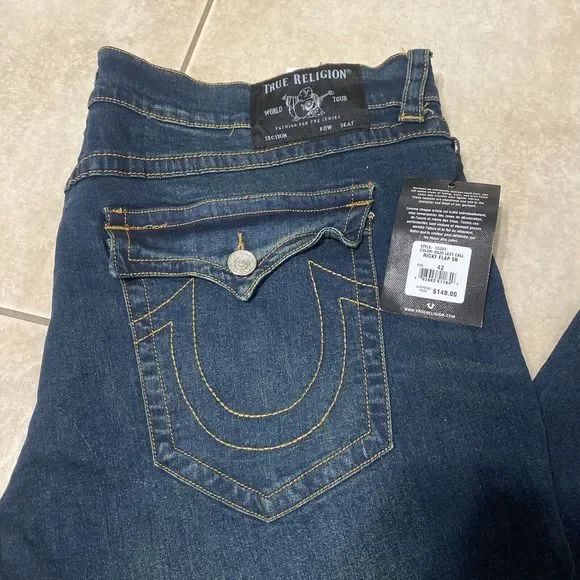 $149 NEW True Religion Ricky Flap Men's 42x32 Relaxed Straight Jeans Last Call
